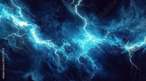 Lightning, blue lightning background, black and dark background, dark abstract background, blue lightnings, electric lightings