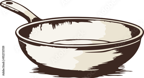 Classic Hand Drawing Frying Pan Illustration