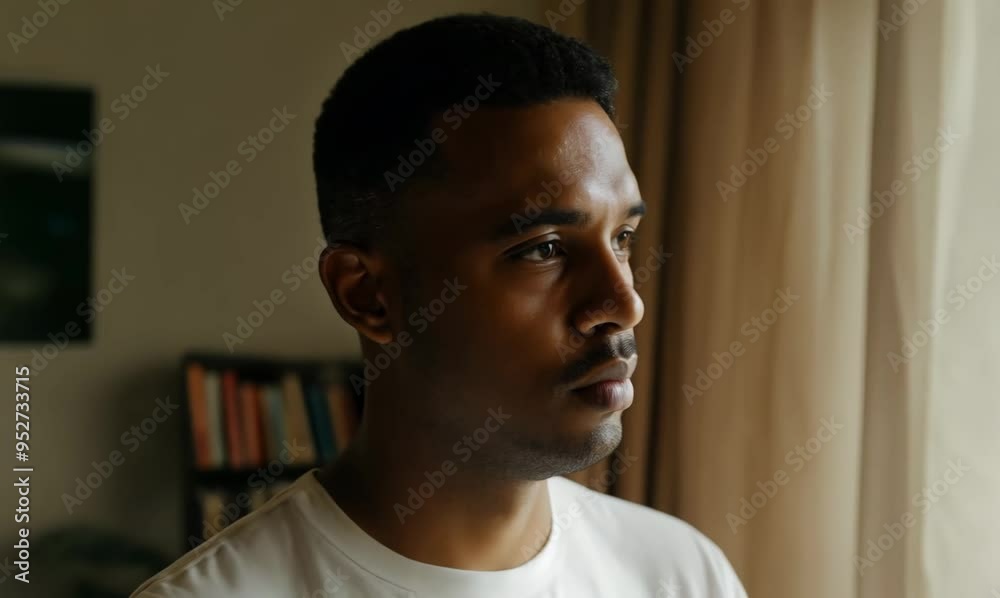 Contemplative Puerto Rican Man by the Window Contemplative Puerto Rican Man by the Window