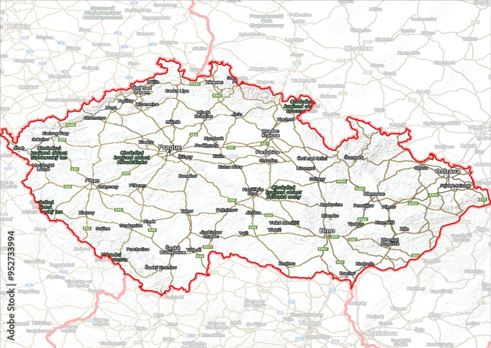 Fototapeta premium Composite labels map of Czech Republic
