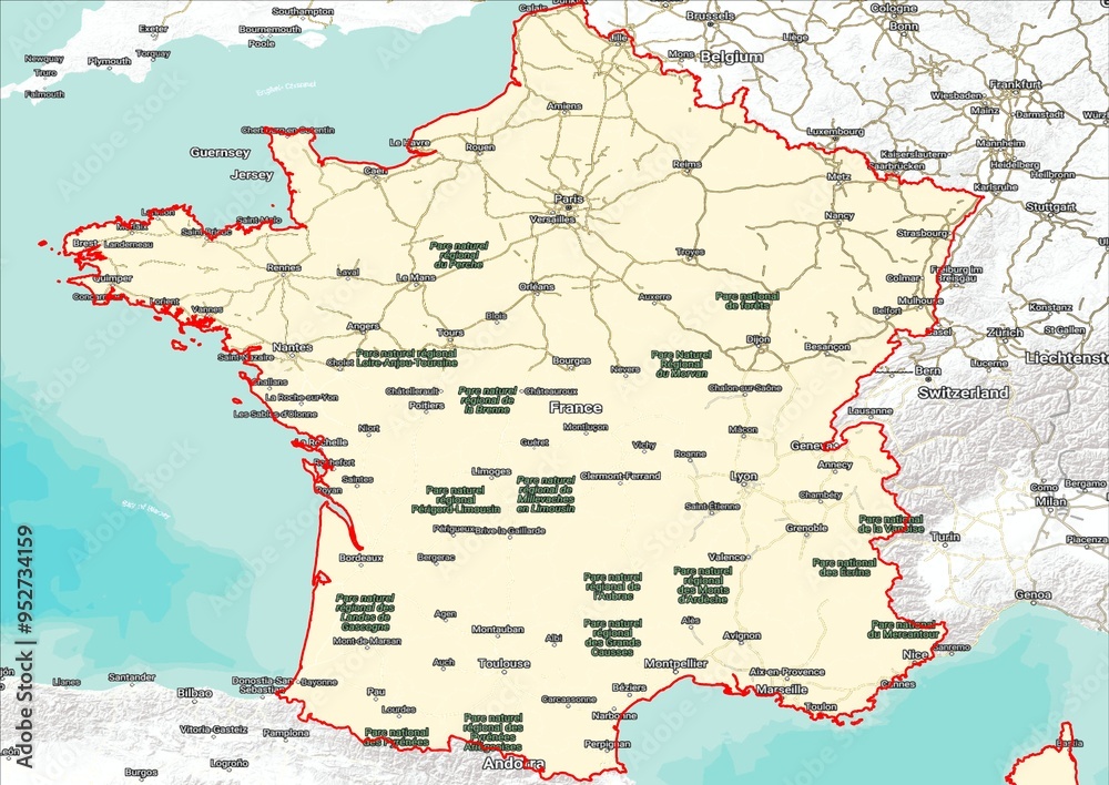 Obraz premium Composite labels map of France