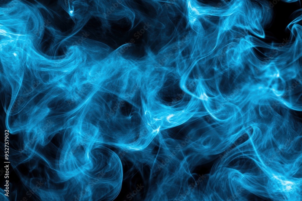 Mysterious blue smoke swirling in dark background Mysterious blue smoke swirling in dark background