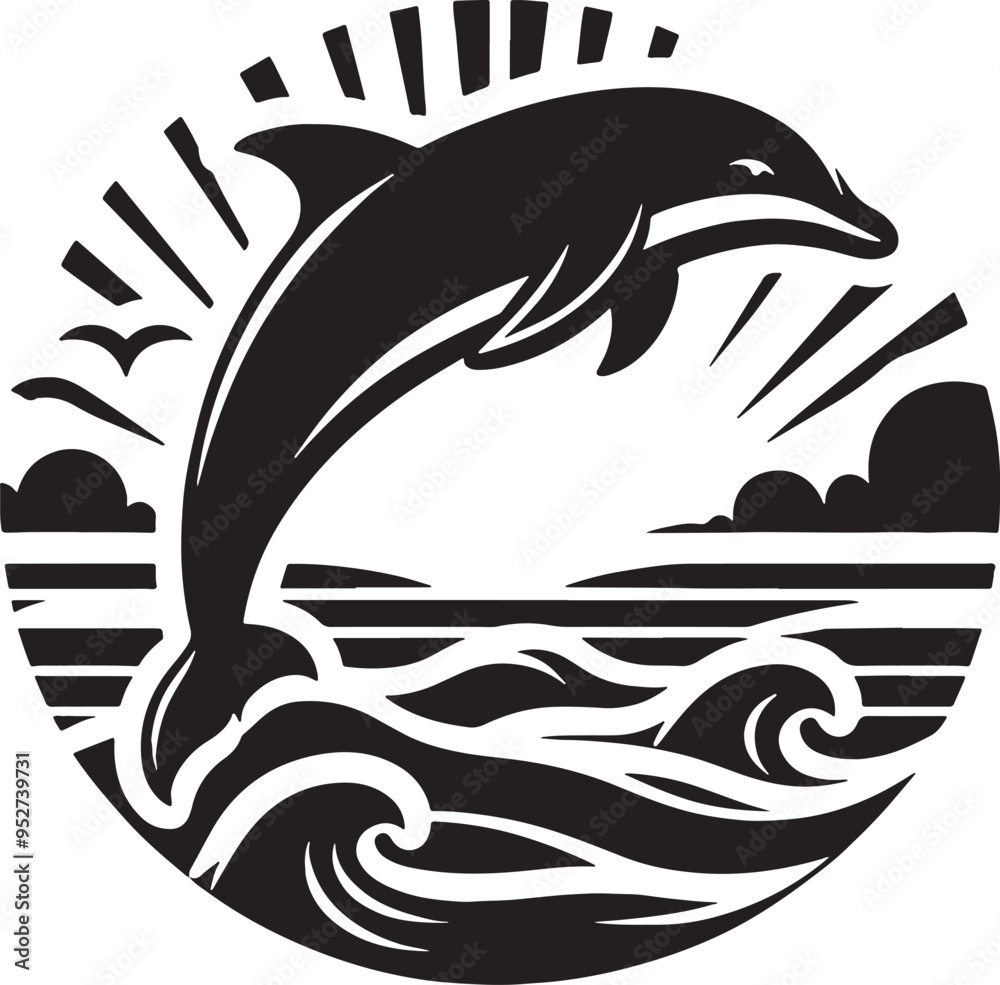 Fototapeta premium Dolphin Silhouette Vector Illustration