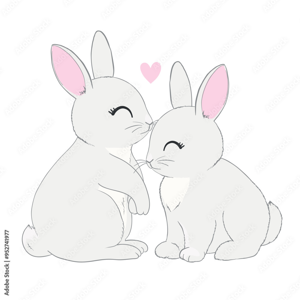 Fototapeta premium Hand Drawn Bunny. Cute Rabbit Vector. Print Design for Kids Fashion.