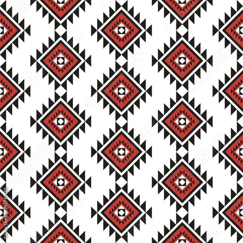 Beautiful seamless geometric patterns, red, black 