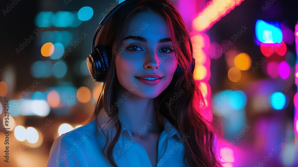Cheerful image of helpful female helpline agent Cheerful image of helpful female helpline agent