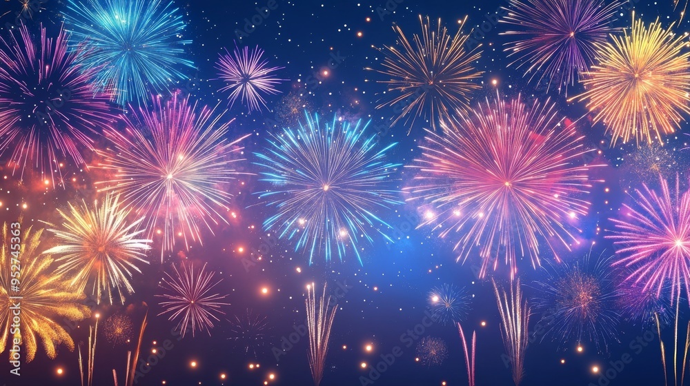 Fototapeta premium Colorful fireworks light up the sky