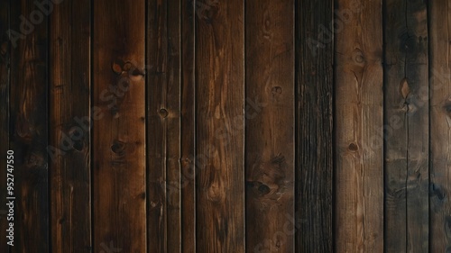 Close-up of a large, brown wooden plank wall texture background, use for background, poster, banner, brochure, social media design