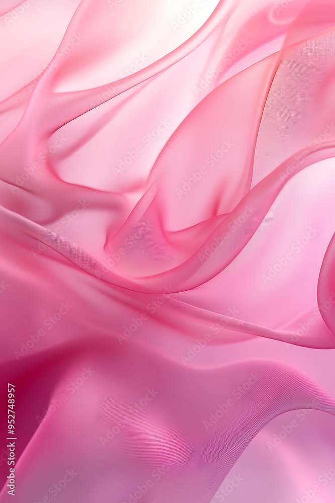 Obraz premium Dynamic Background of transparent Shapes in hot pink and white Colors curve, horizontal, elegance, no people, fantasy, flowing, futuristic, material, satin, silk, smooth