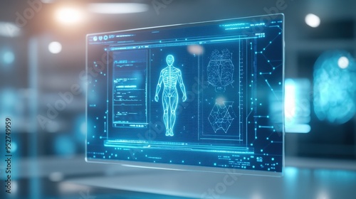 Wallpaper Mural Futuristic digital display of human anatomy highlighting advanced medical technology for health analysis and research. Torontodigital.ca