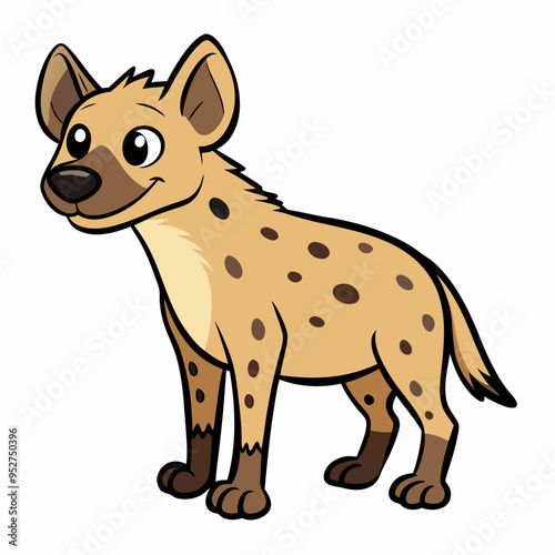 Childlike Hyena Profile - Rounded Contour Vector Illustration