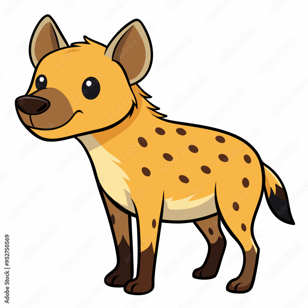 Childlike Hyena Profile - Rounded Contour Vector Illustration Childlike Hyena Profile - Rounded Contour Vector Illustration