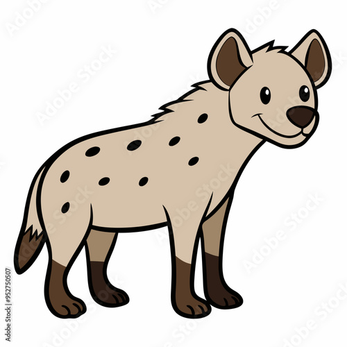 Childlike Hyena Profile - Rounded Contour Vector Illustration