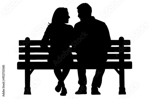 silhouette of a couple sitting on the bench vector illustration isolated on white background.