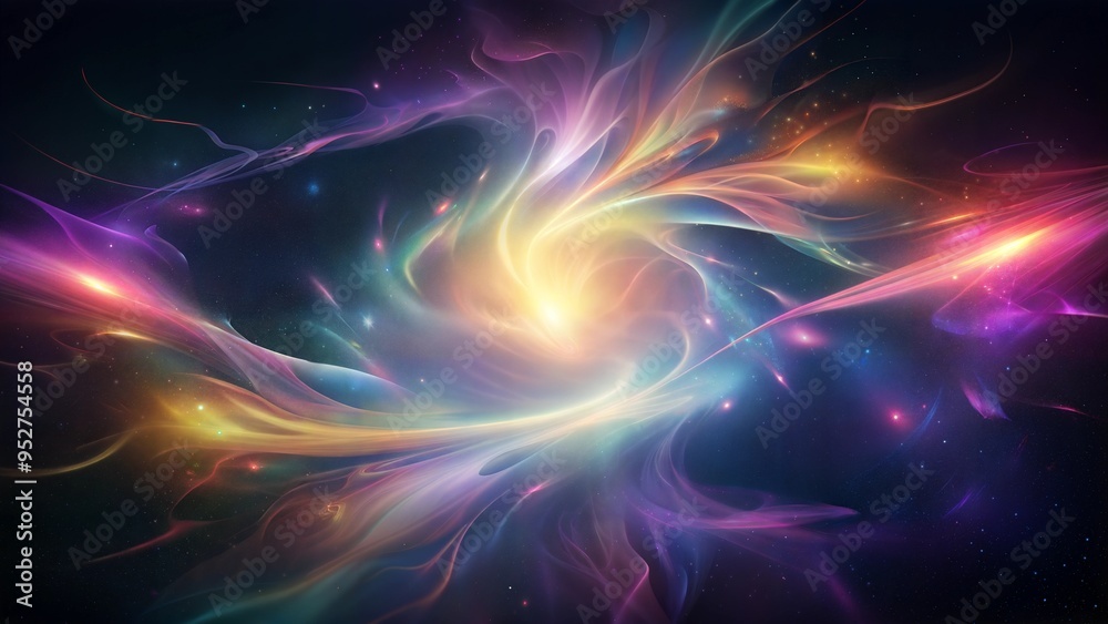 Obraz premium Vibrant Cosmic Energy Flow, Abstract Nebula in Deep Space