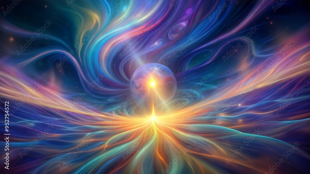 Fototapeta premium Mystical Sphere and Cosmic Light, Abstract Swirl of Colorful Energy