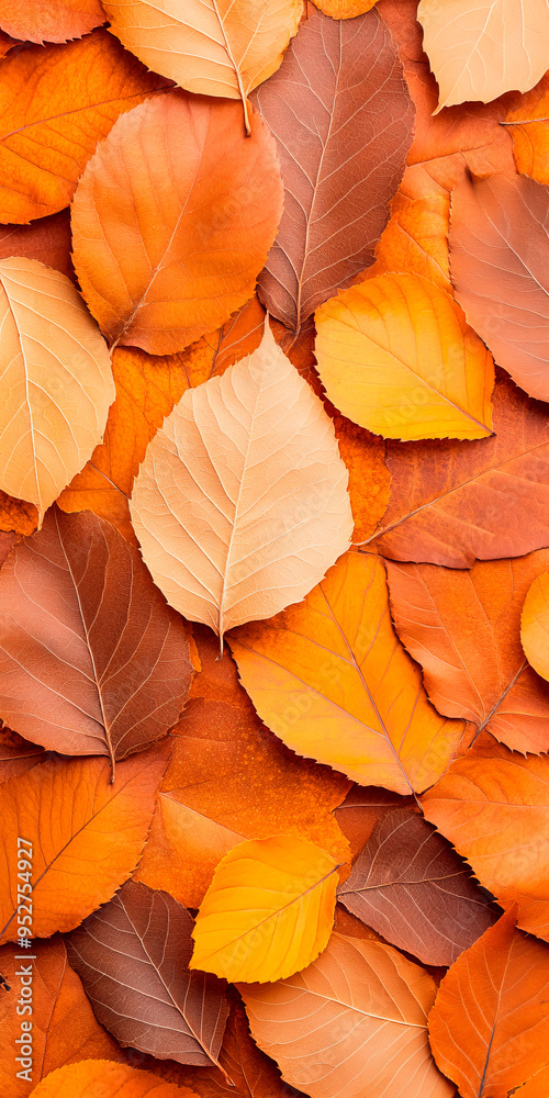 A vibrant pattern of autumn leaves in shades of orange, yellow, and red, creating a textured background. Ideal for fall-themed promotions, nature-inspired designs, and seasonal marketing. 