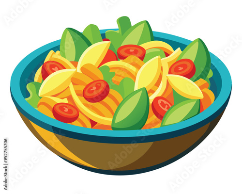 delicious  pasta salad vector illustration in white background