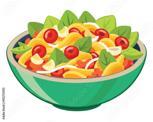 delicious  pasta salad vector illustration in white background
