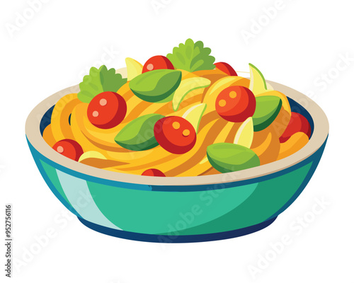 delicious  pasta salad vector illustration in white background