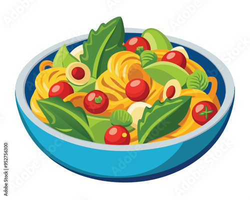 delicious  pasta salad vector illustration in white background