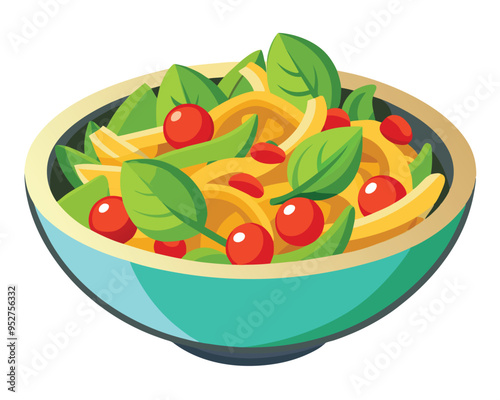 delicious  pasta salad vector illustration in white background