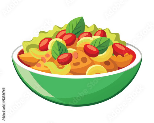 delicious  pasta salad vector illustration in white background