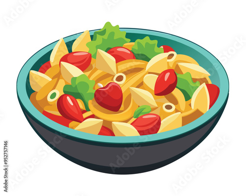 delicious  pasta salad vector illustration in white background