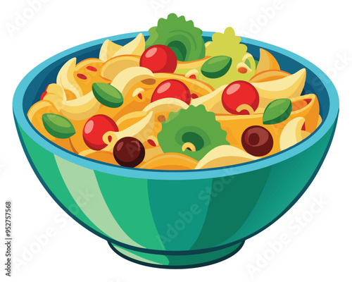 delicious  pasta salad vector illustration in white background