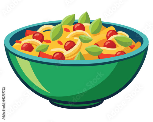 delicious  pasta salad vector illustration in white background