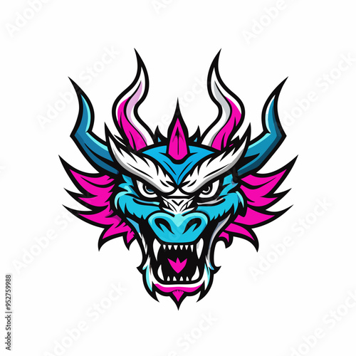 Blue Dragon Head Vector Art