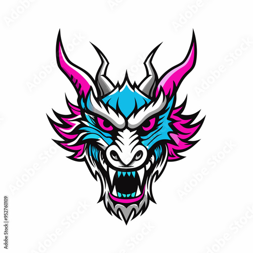 Blue Dragon Head Vector Art