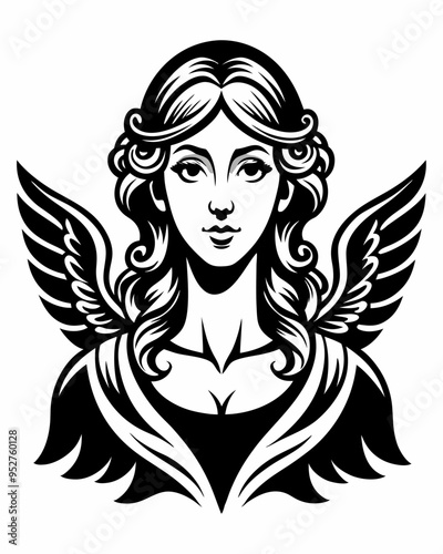 Elegant Angel silhouette vector art, Fairy illustration