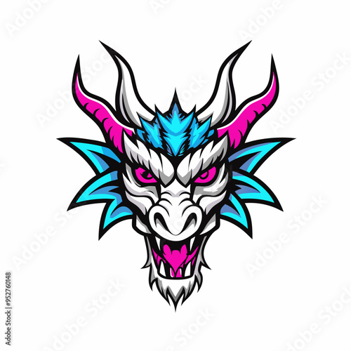 Blue Dragon Head Vector Art