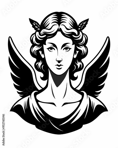 Elegant Angel silhouette vector art, Fairy illustration