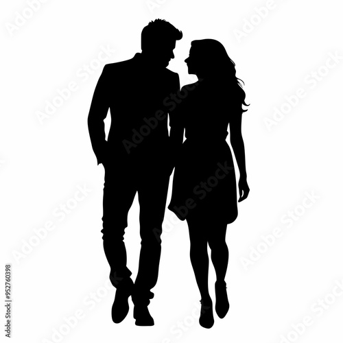 Couple Silhouette. Wedding couple silhouette collection. Couple holding hands, man and woman dating, vector illustration isolated on white background