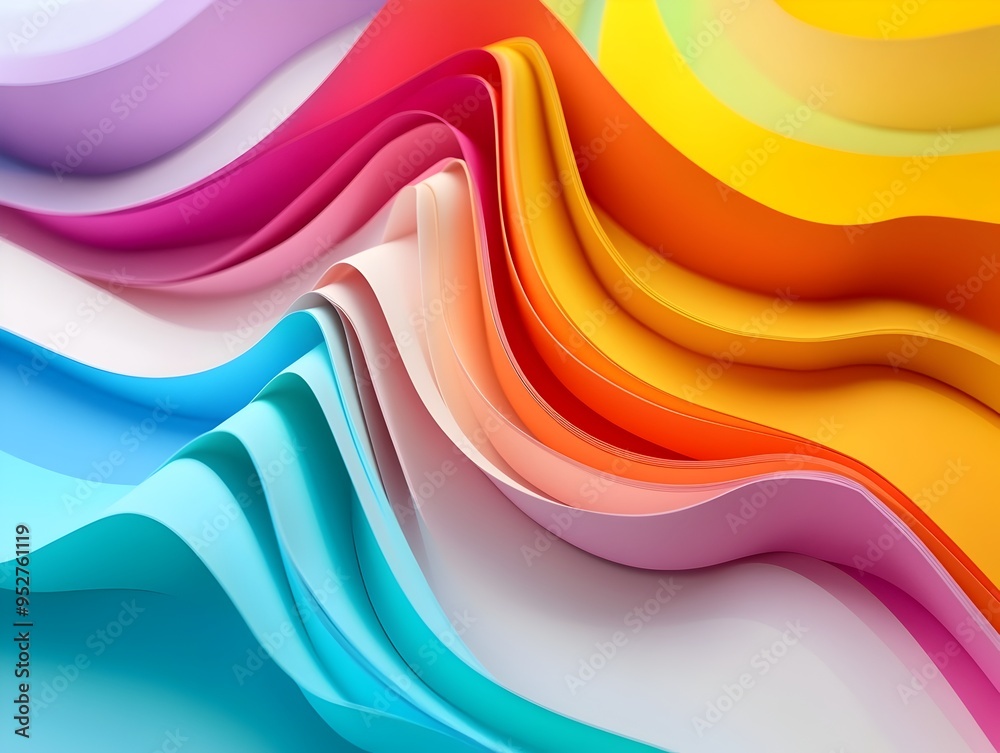 Vibrant Layered Paper Sheets in Modern Minimalist Studio Setting Vibrant Layered Paper Sheets in Modern Minimalist Studio Setting