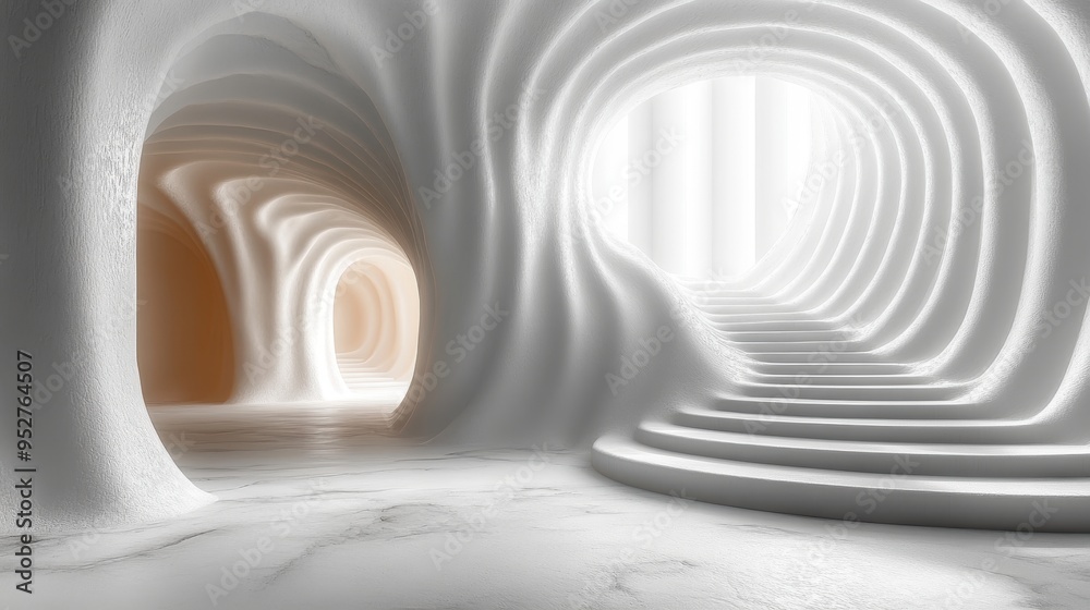 Obraz premium 3D render of a group of simple twisted objects on a minimalist white background