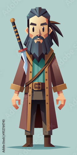 cartoon Pirate Character, vector illustration
