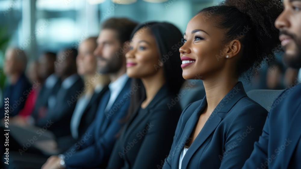 Diverse Group of Candidates Waiting in Modern Office Lobby Professional Attire Happy Suit Diverse Group of Candidates Waiting in Modern Office Lobby Professional Attire Happy Suit