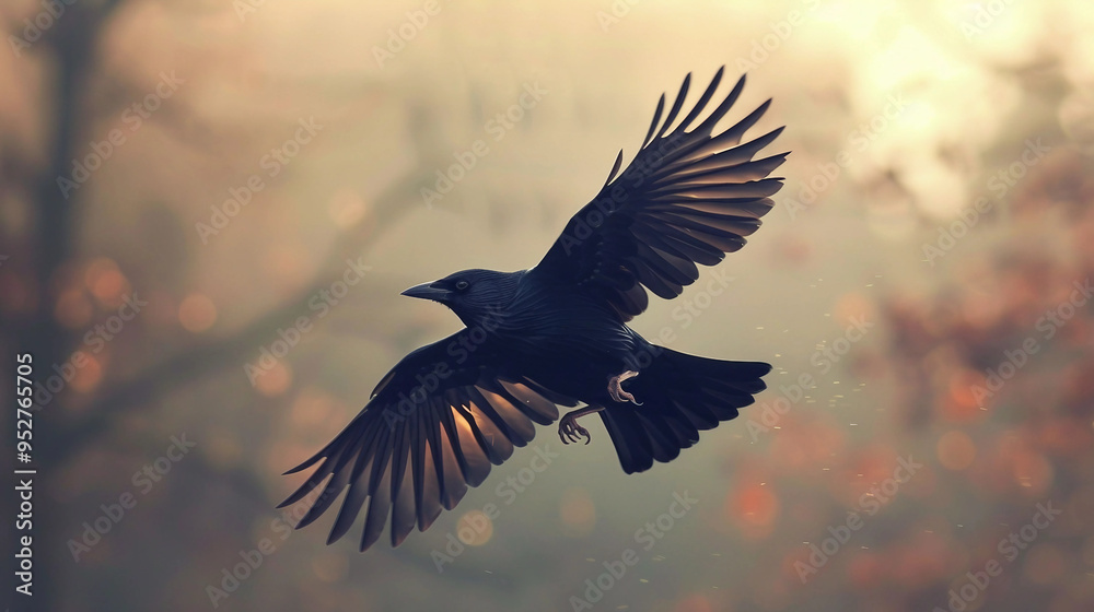 Fototapeta premium Rosy Starling in Flight, Wings Outstretched High-Quality Bird Image