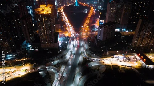 Xi'an City Night Condorned Transportation Aerospace. photo