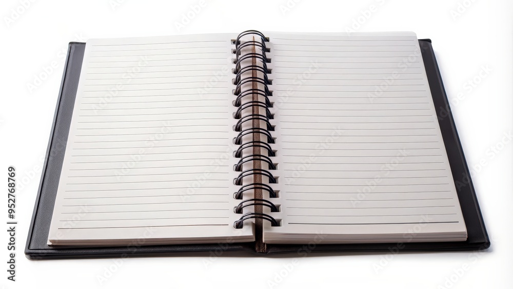 Sleek black notebook with lined pages for writing, journal, stationery, school supplies, spiral bound, notepad, diary, organizer Sleek black notebook with lined pages for writing, journal, stationery, school supplies, spiral bound, notepad, diary, organizer