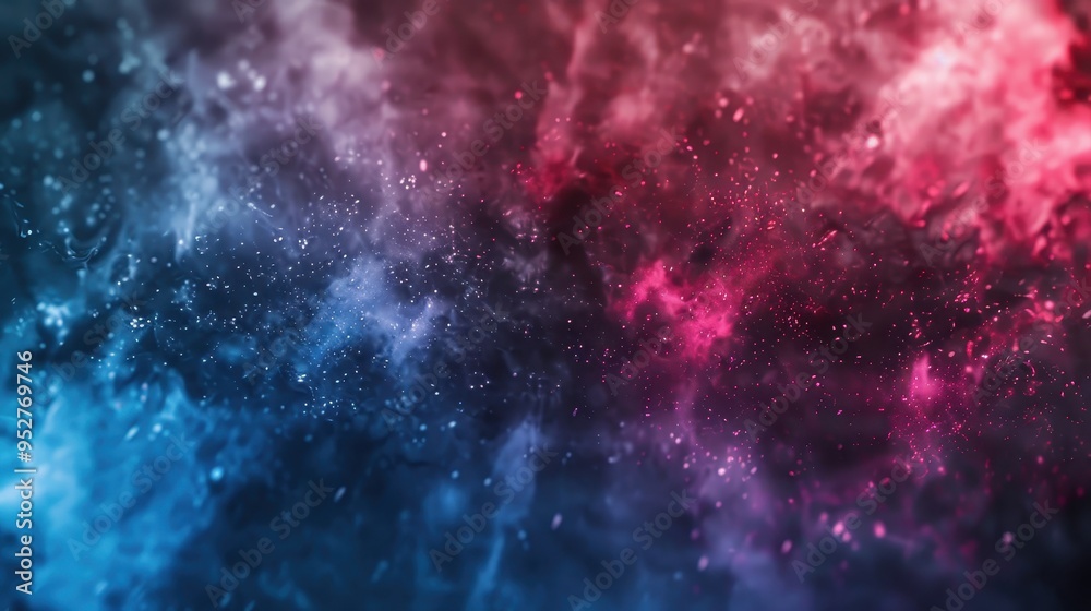 Obraz premium Vibrant abstract space background featuring a colorful nebula with glowing stars and cosmic clouds in shades of blue and pink.
