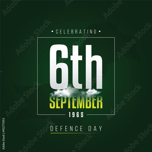 6 September Defence Day of Pakistan. Celebration Concept Green Background. Vector Illustration.