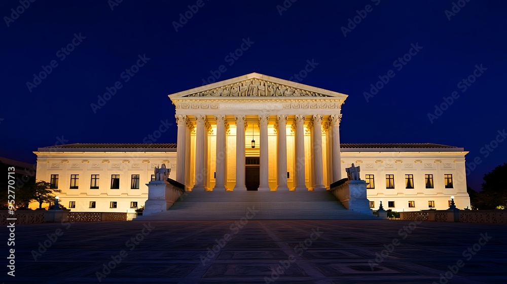 Fototapeta premium The Supreme Court building in Washington D.C. at dusk.