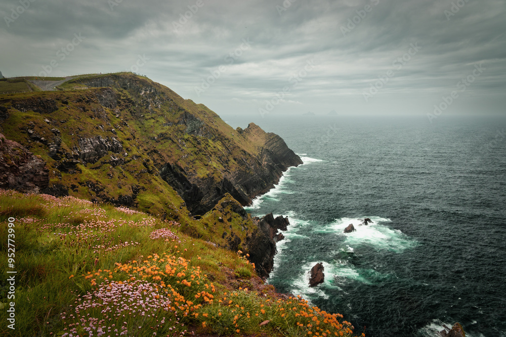 Spectacular view on a rainy day, of the Cliffs of Kerry. Kerry's ring. Ireland. Spectacular view on a rainy day, of the Cliffs of Kerry. Kerry's ring. Ireland.