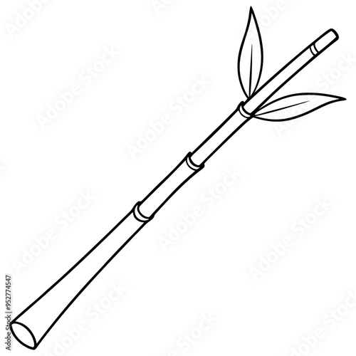 Bamboo Vector line Art on White Background