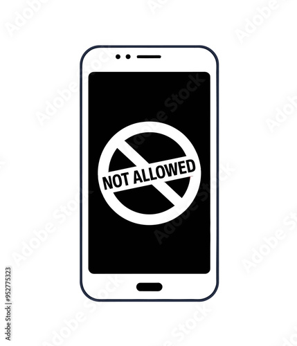 Mobile phone not allowed sign vector illustration, Warning Icon. 