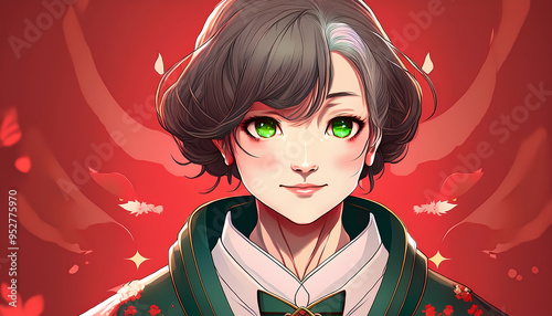Old woman anime illustration inspired by Japanese artists